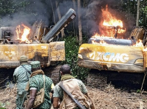 Some of the mining equipment destroyed during the raid