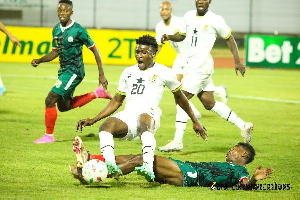 Kudus getting fouled during a game against Madagascar