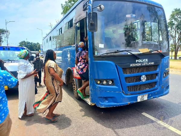 Some commuters boarding the bus