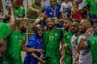 Comoros players after scoring