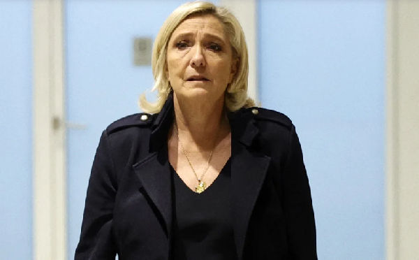 French far-right leader Marine Le Pen arrives at court in Paris on Wednesday.