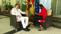 German Ambassador to Ghana, Daniel Krull seated with Doreen Abanema Abayaa