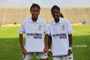 Black Queens midfielder Jenifer Cudjoe(R) and Sherifatu Sumaila