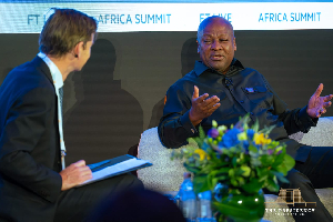 President John Dramani Mahama speaking at the Financial Times Africa Summit 2026 in UK