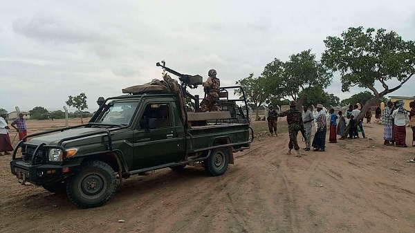 Soldiers patrolling the streets of Kotile town on the Garissa-Lamu-Somalia border in Kenya