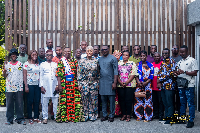 Nhyiaeso NPP Constituency executives including Chairman Owusu Bempah in a pose with Hajia Samira Baw