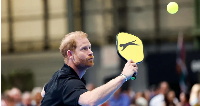 Prince Harry tries his hand at pickleball at the Invictus Games event