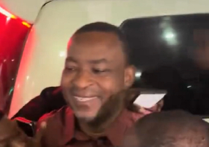 Chairman Wontumi being mobbed by some party supporters after his release