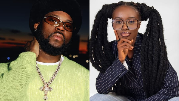 A photo collage of King Promise (L) and Tilly Akua Nipaa