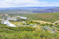 An aerial view of the Olkaria geothermal fields near Naivasha, Kenya