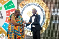 Head of Corporate Communications and Brands Management, Oluwaseun David-Akindele receiving an award
