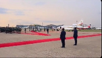 Arrival of Ghana's Presidential Jet at the airport