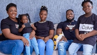 Tracey Boakye with her husband, kids and nanny