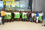 A group picture with the Girls in ICT from Aburi SHS at MTN House
