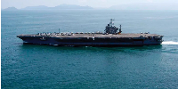 USS Abraham Lincoln aircraft carrier is seen near Banda Aceh, Indonesia, in the Indian Ocean in 2005