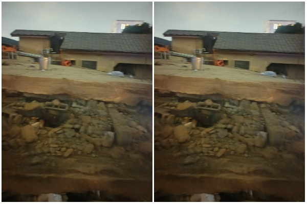 A view of the rubble at the collapse site