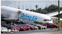 The cargo plane overshooted the runway while trying to land at Miami's international airport