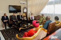 President John Mahama with his team as they met the team from the IMF