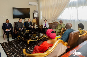 President John Mahama with his team as they met the team from the IMF