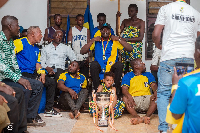Young Apostles FC paid a courtesy call on Osaagyefo Ampem Anye-Amoapong III