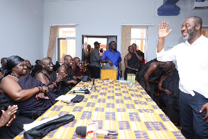 NAPO (in white shirt) interacting with members of the Denkyira Traditional Council