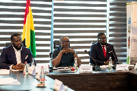 BOST MD Afetsi Awoonor (L), Energy Minister John Jinapor (M) and Board Chair Prof Saint Kuttu (R)