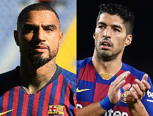 Kevin-Prince Boateng and Luis Suarez were teammates at Barcelona in 2019