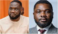 OK Frimpong (L) and his Ghanaian lawyer Elvis Adu Ameyaw (R)