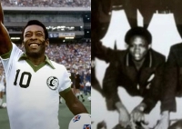 The late Pele and his late daughter Sandra Regina and former Black Stars player  Abdul Razak (Right)