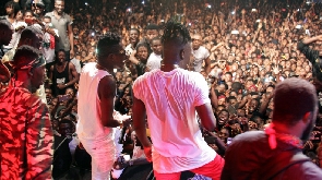 Shatta Wale and Stonebwoy performing at an event