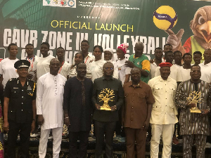 Minister of Sports and Recreation, Kofi Adams at the lunch of CAVB Zone III Club Championship