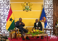 Incoming President John Mahama and outgoing President Nana Addo in during a meeting