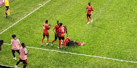 Kotoko (Ghana Select side) players celebrating their goal