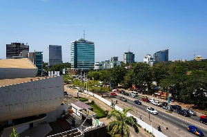 Photo of some buildings in Accra