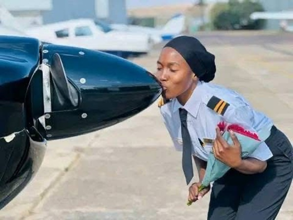 Iddrisu Khadijah is the first female from the Northern Region to fly an aircraft as a licensed pilot