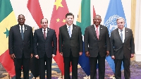 Macky Sall, Abdel Fattah El-Sisi, Xi Jinping, Cyril Ramaphosa, António Guterres at 2019 G20 summit