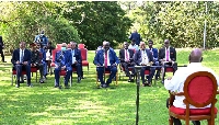 President Yoweri Museveni (R) meets delegation from the Sudan Transitional Sovereignty Council