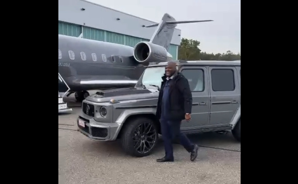 Watch Ibrahim Mahama as he prepares to fly in his private jet from Germany