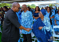 President John Dramani Mahama exchanging pleasantries with other mourners