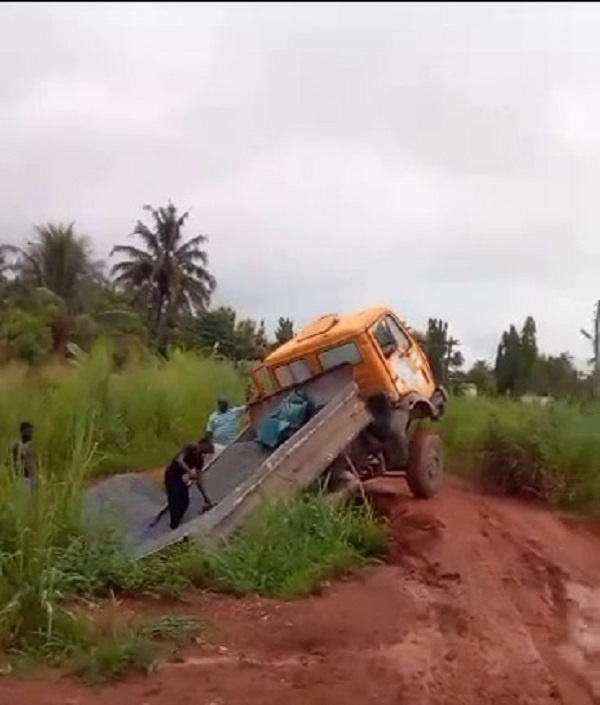 The truck that fell into a river