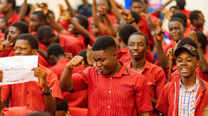 Mfantsipim students celebrating their win against Prempeh College