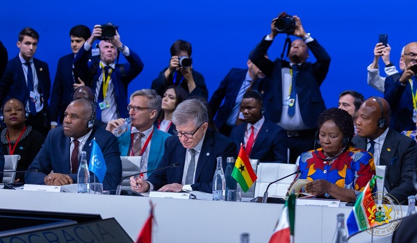 Professor Naana Jane Opoku-Agyemang seated from right with other leaders at the summit
