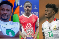 L-R: Asamoah Gyan, Mohammed Salisu and Kudus Mohammed