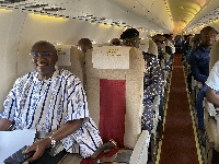 Vice President Dr Mahamudu Bawumia aboard AWA flight