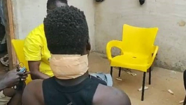 A man has been stabbed at the back of his neck after a violent clash