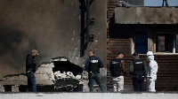 Romanian police were seen at the site of the explosion on Friday morning