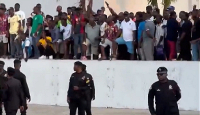 Hearts of Oak fans outside the Accra Sport Stadium after the Holy Stars game