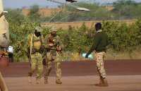 This undated photograph handed out by the French military shows Russian mercenaries in northern Mali