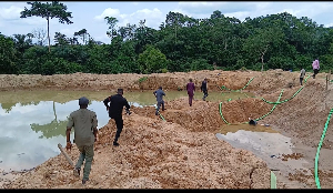 Illegal mining activities have destroyed the river