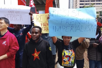 Some activists during a protest against imperialism
